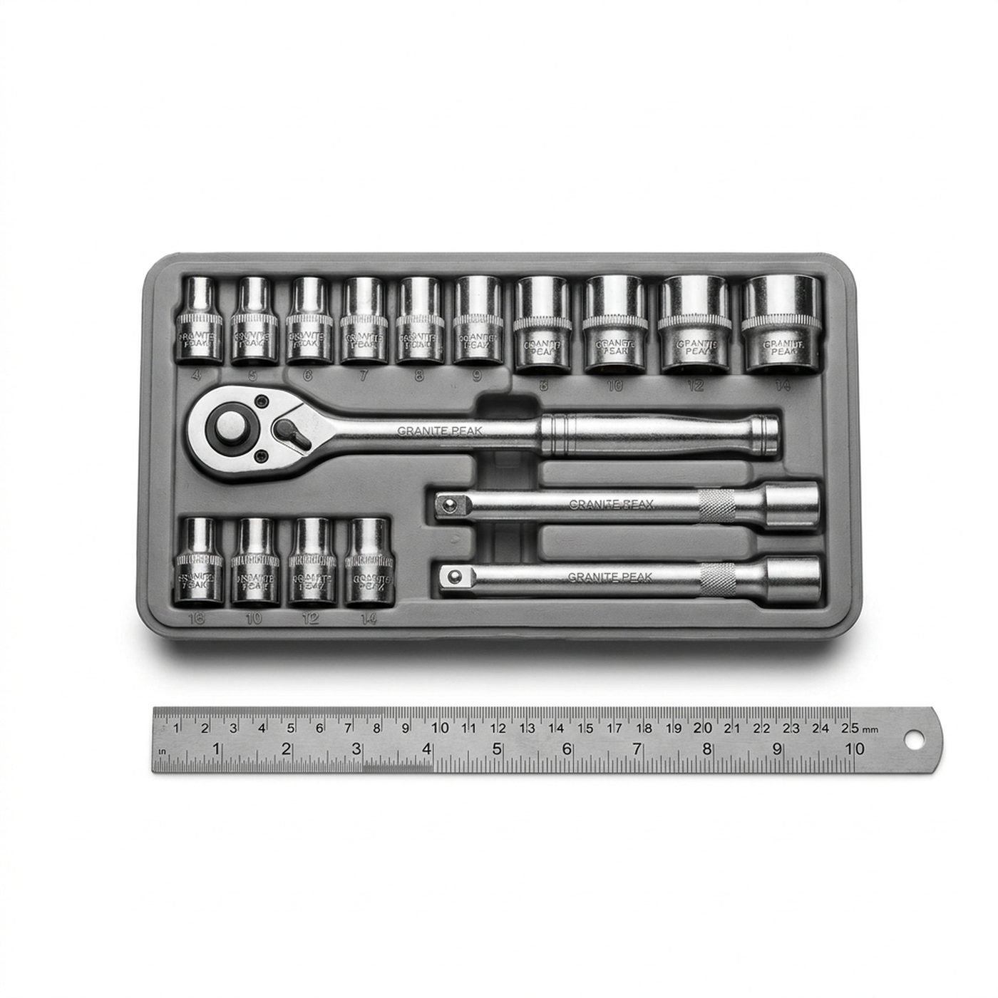 Cardinal Socket Set, 1/4 in Drive — steel